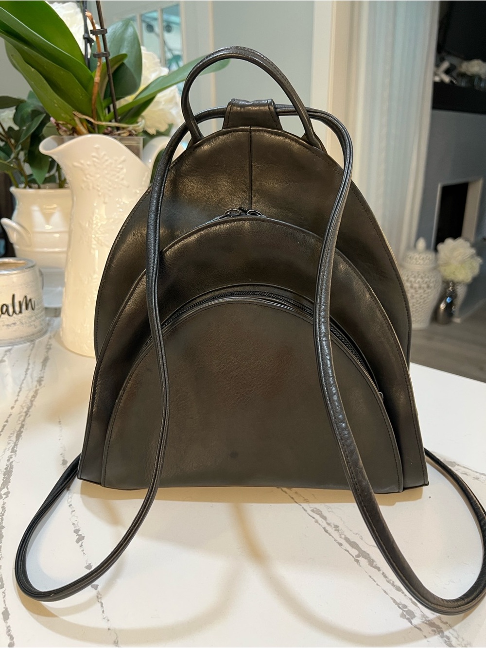 Jane Hopkinson Handmade in Sussex, England Sleek Black Leather Women’s Backpack
